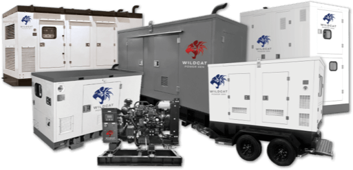A group shot of various generators offered by Wildcat Power Gen.
